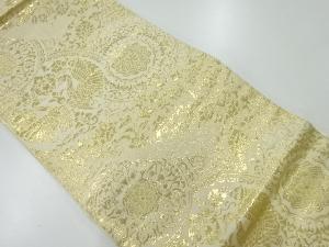 アンティーク　純金箔24K華紋に向かい鶴模様織出し袋帯（材料）